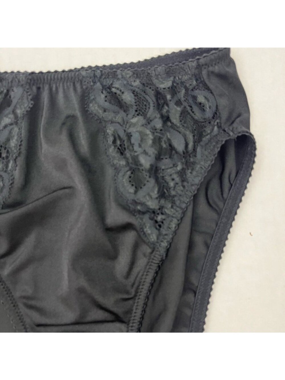 Lunaire Women's M / 6 High Cut Panties Panty Black Nylon Cotton Gusset - Picture 2 of 5